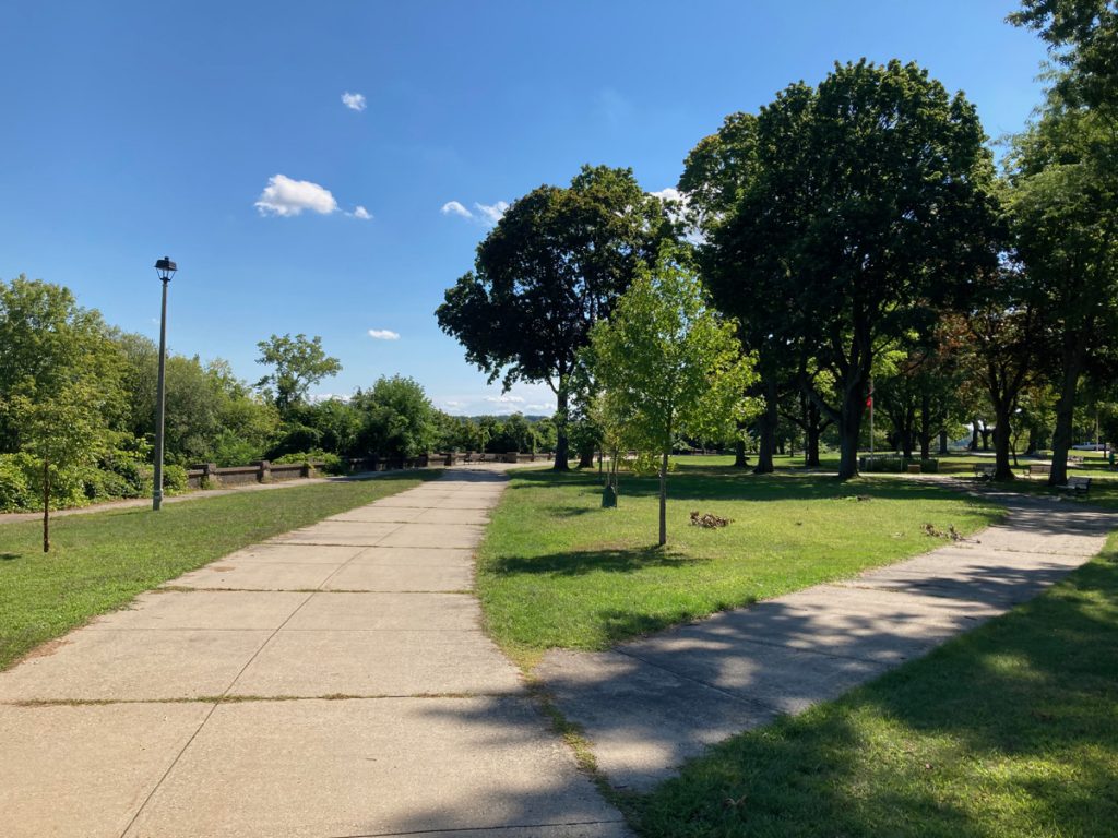 Sidewalks and trees in Pulaski Park, Holyoke